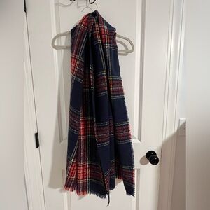 Plaid Navy and Red Scarf